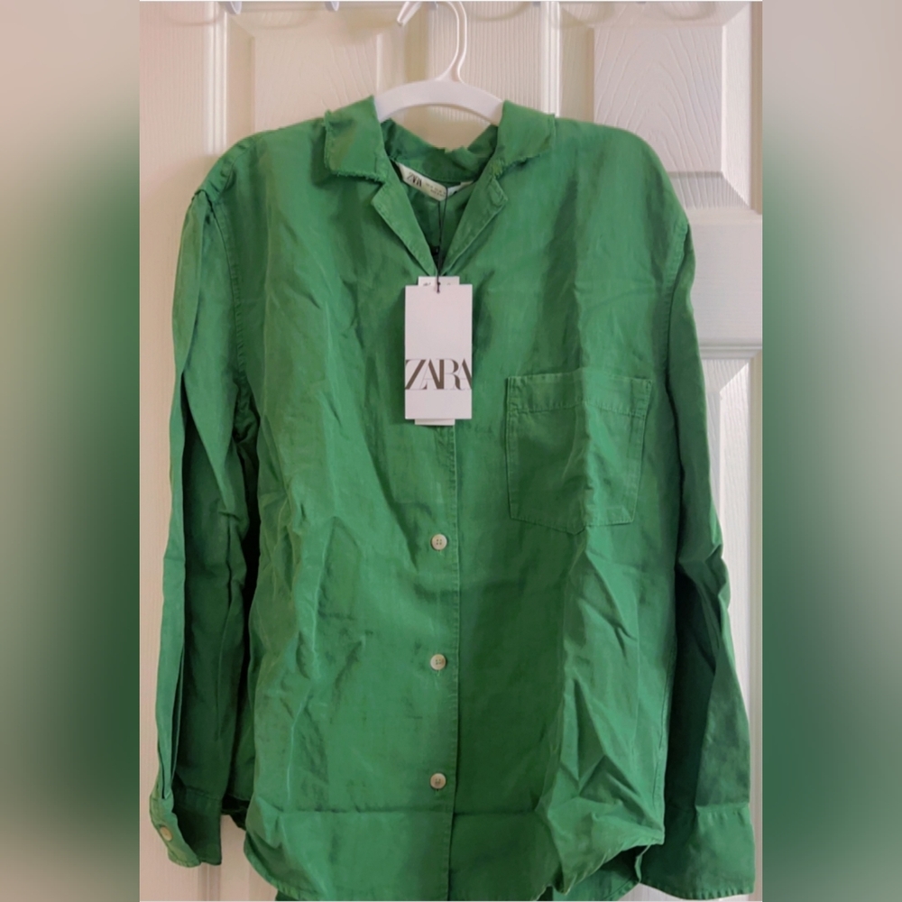 ZARA Green Button Up